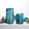 Accent Plus Blue Swirls Cylinder Glass Vase - 10 inches