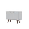 Manhattan Comfort Hampton 33.07 Accent Cabinet with 2 Shelves Solid Wood Legs in White