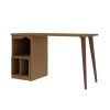 Manhattan Comfort Hampton 53.54 Home Office Desk with 3 Cubby Spaces and Solid Wood Legs in Maple Cream