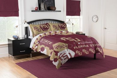 Florida State OFFICIAL Collegiate "Hexagon" Full/Queen Comforter & Shams Set