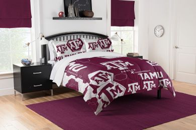 Texas A&M OFFICIAL Collegiate "Hexagon" Full/Queen Comforter & Shams Set