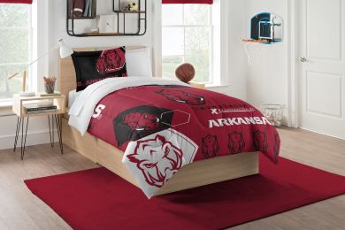 Arkansas OFFICIAL Collegiate "Hexagon" Twin Comforter & Sham Set