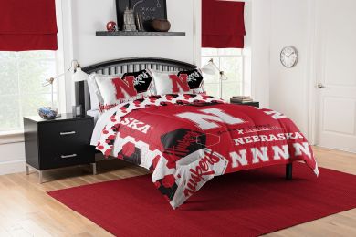 Nebraska OFFICIAL Collegiate "Hexagon" Full/Queen Comforter & Shams Set