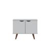 Manhattan Comfort Hampton 33.07 Accent Cabinet with 2 Shelves Solid Wood Legs in White