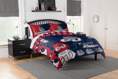 Gonzaga OFFICIAL Collegiate "Hexagon" Full/Queen Comforter & Shams Set