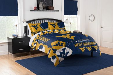 West Virginia OFFICIAL Collegiate "Hexagon" Full/Queen Comforter & Shams Set