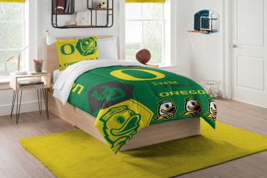 Oregon OFFICIAL Collegiate "Hexagon" Twin Comforter & Sham Set