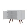 Manhattan Comfort Hampton 33.07 Accent Cabinet with 2 Shelves Solid Wood Legs in White