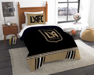 LA Football Club OFFICIAL MLS "Track" Twin Comforter & Sham Set; 64" x 86"