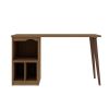 Manhattan Comfort Hampton 53.54 Home Office Desk with 3 Cubby Spaces and Solid Wood Legs in Maple Cream