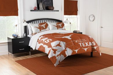 Texas OFFICIAL Collegiate "Hexagon" Full/Queen Comforter & Shams Set