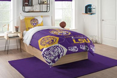 LSU OFFICIAL Collegiate "Hexagon" Twin Comforter & Sham Set